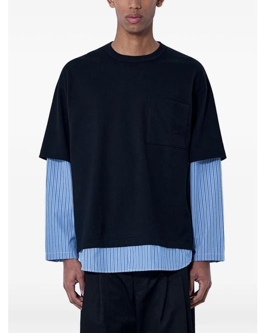 Comme des Garçons Blue Layered-Hem Patch-Pocket T-Shirt for men