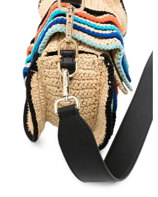 Fendi Blue Baguette Logo-Detail Shoulder Bag