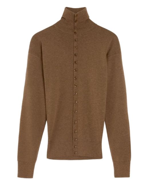 Lemaire Brown Cardigan Mit Rollkragen