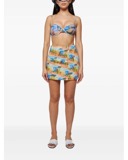 Les Benjamins Blue Printed Bikini Top