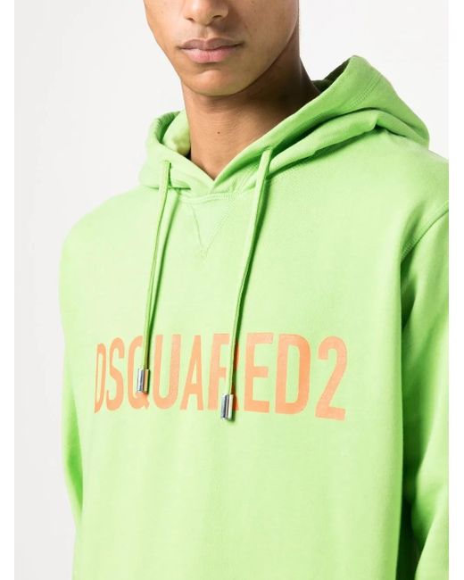 DSquared² Green Logo Print Hoodie for men