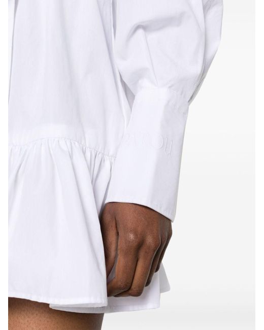 Vestido camisero con dobladillo peplum Patou de color White