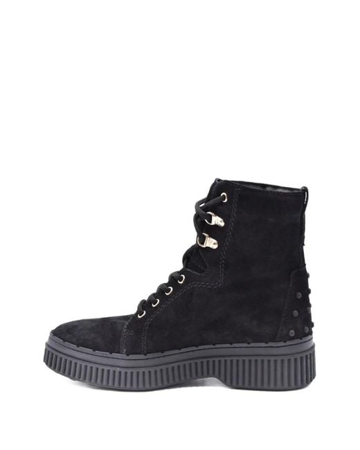 Tod's Lace Up Ankle Boots in het Black