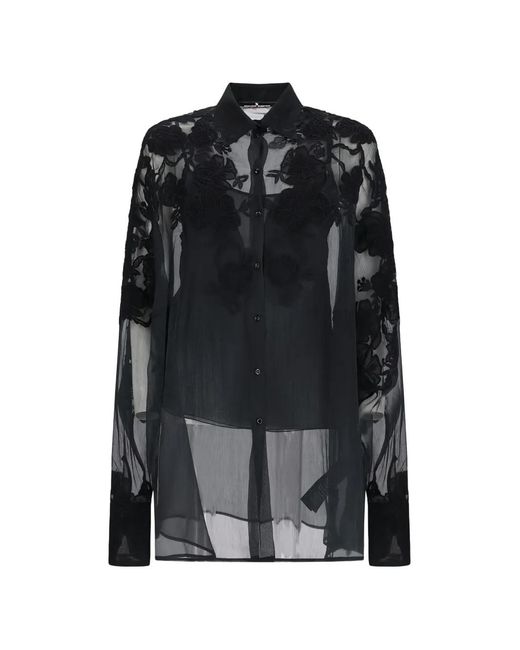 Ermanno Scervino Black Embroidered Sheer Shirt