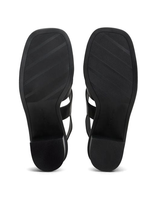 Tommy Hilfiger Black Sandales À Écusson Et Talon Épais