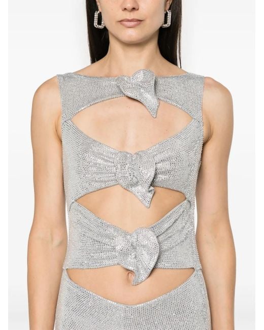 GIUSEPPE DI MORABITO Gray Rhinestone-Embellished Mini Dress