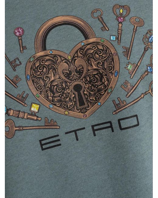 Etro Blue Padlock Graphic Sweatshirt