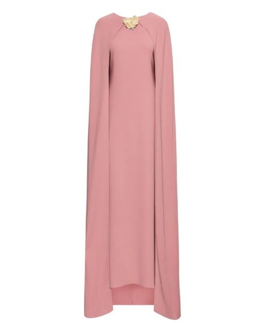 Oscar de la Renta Pink Crew-Neck Maxi Dress