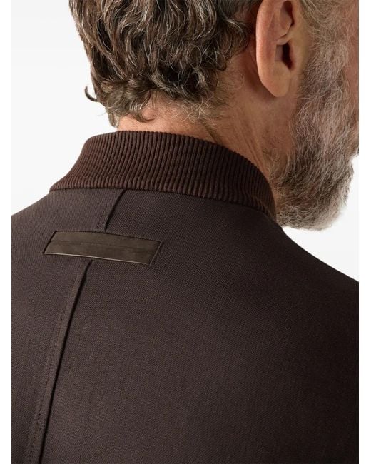 Zegna Brown Oasi Lino Bomber Jacket for men
