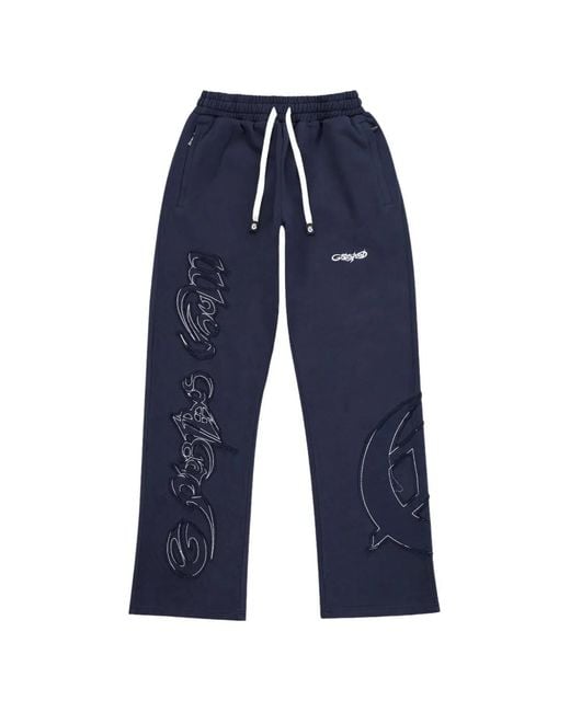 Godspeed Blue Raw Import Distressed Track Trousers for men