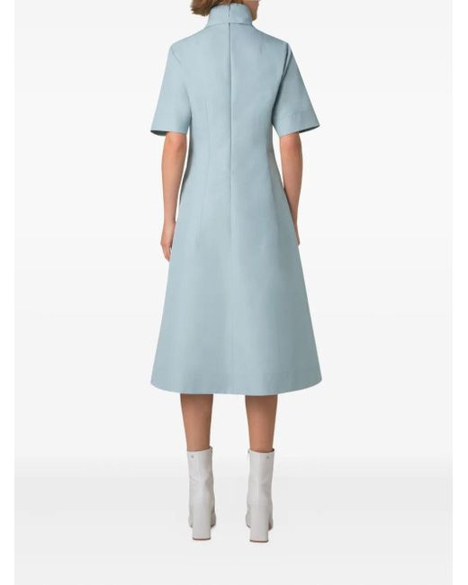 Akris Poplin Cotton Midi Dress Blue