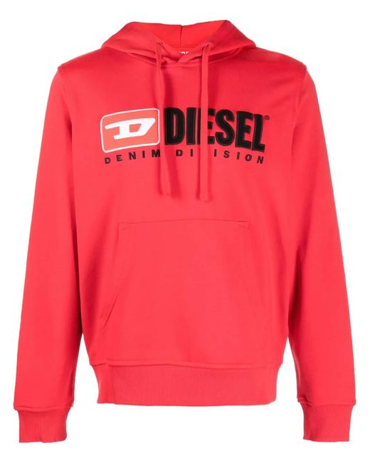 DIESEL Red Logo-Patch Cotton-Blend Hoodie for men