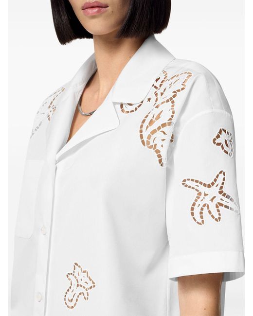 Versace White Sangallo-embroidered Cotton Shirt
