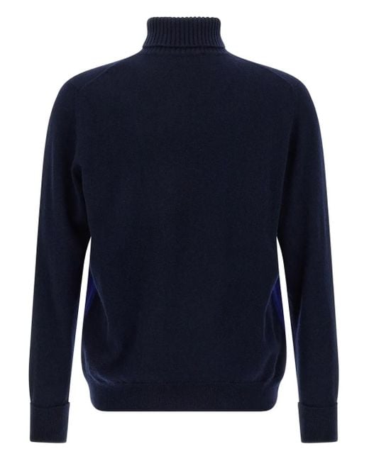 Ballantyne Blue Argyle-Pattern Turtleneck Sweater for men