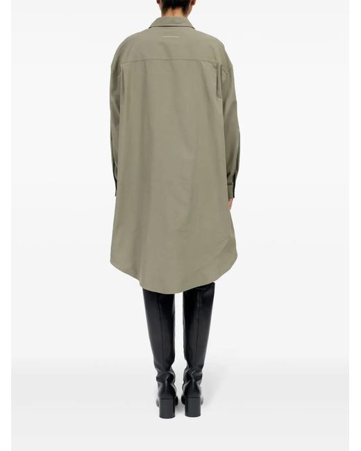 MM6 by Maison Margiela Gray Cotton Poplin Shirt Dress