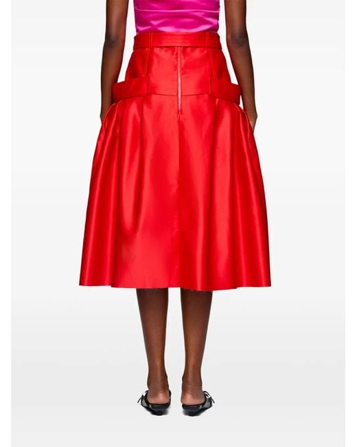 Ganni Red Belted Midi Skirt