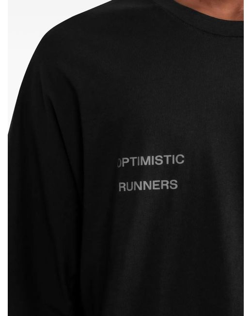 Optimistic Runners Black Logo-Print T-Shirt for men