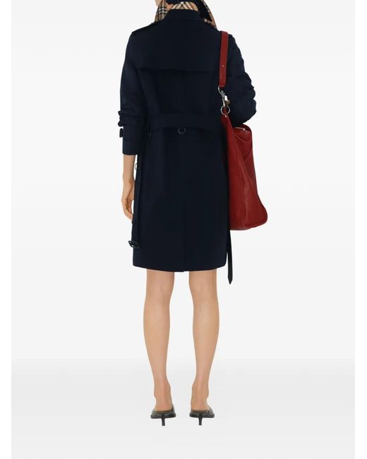 Burberry Blue Mid-Lenght Kensington Heritage Trench Coat