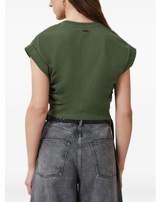 AllSaints Green Mira Side-Tie Short-Sleeve Top