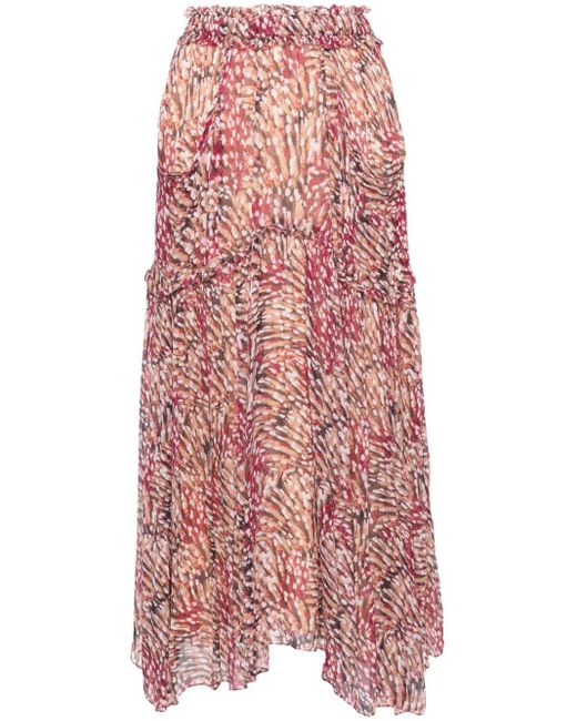 Jupe mi-longue Veronique à design plissé Isabel Marant en coloris Red