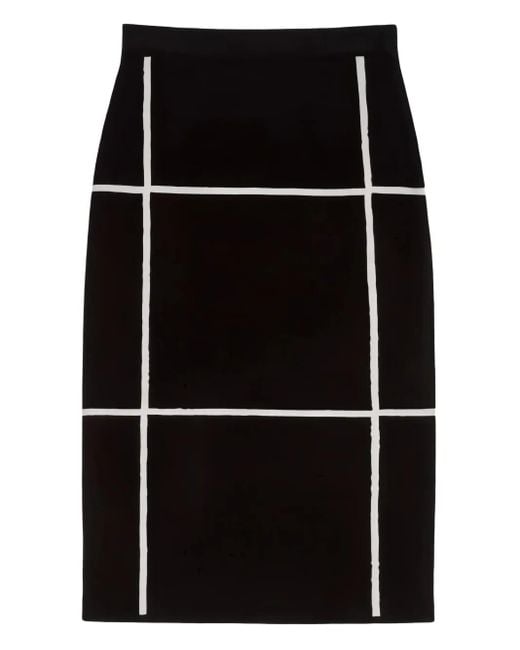Max Mara Black Midirock mit Gittermuster