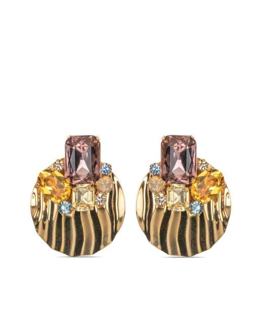 Jennifer Behr Metallic Geralda Crystal-embellished Earrings