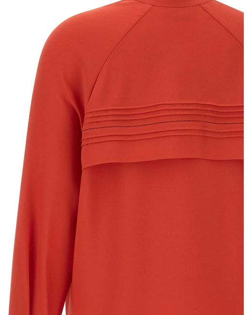 Vince Red Long-Sleeve Blouse
