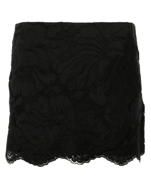 N°21 Black Floral-lace Mini Skirt
