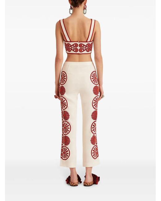 LaDoubleJ Red Patterned Stretch Trousers
