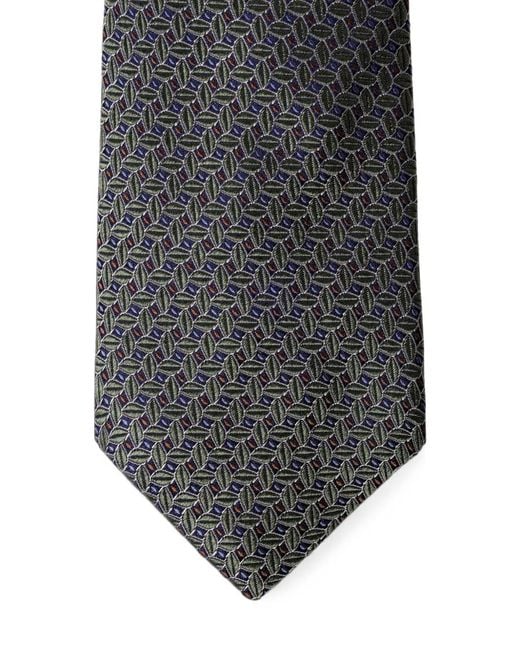 Hackett White Geometric Leaf-Pattern Tie for men