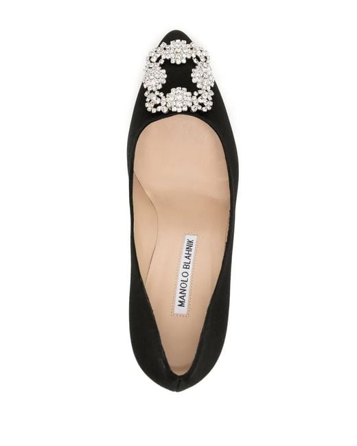 Manolo Blahnik Black 70Mm Hangisi Crystal-Buckle Pumps