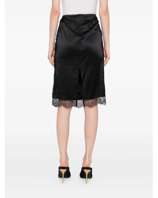 Tom Ford Black Lace-Trimmed Satin Skirt