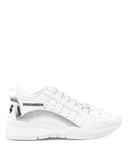 DSquared² White Logo-embroidered Leather Sneakers