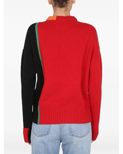 RIGHT FOR Red Colour-Block Sweater