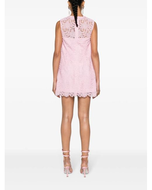 Self-Portrait Pink A-Line Lace Minidress