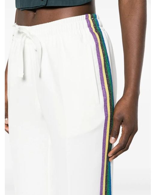 Zadig & Voltaire White Pomy Stripe-Detail Crepe Trousers