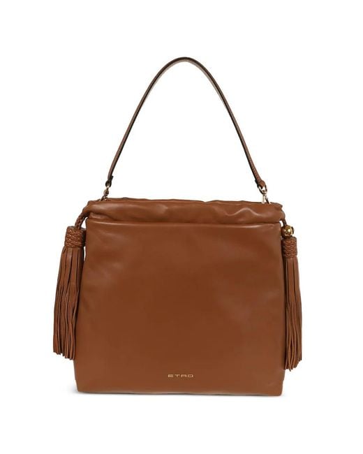 Etro Brown Medium Kalispera Tassel Leather Shoulder Bag