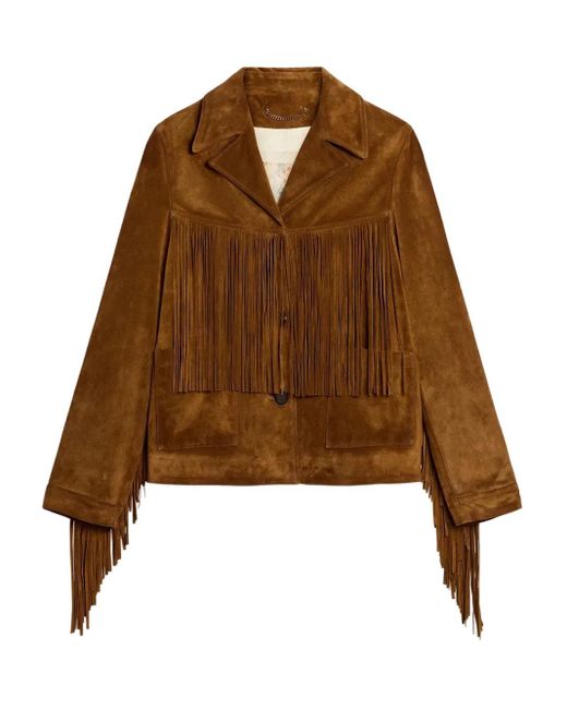 Golden Goose Deluxe Brand Brown Wildlederjacke Mit Fransen