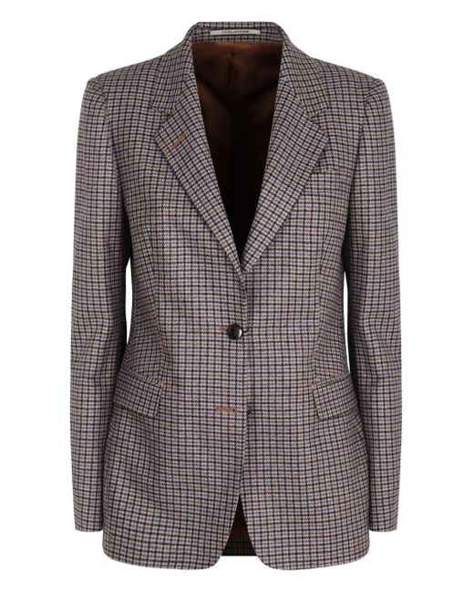 Tagliatore Brown Check Single-Breasted Blazer