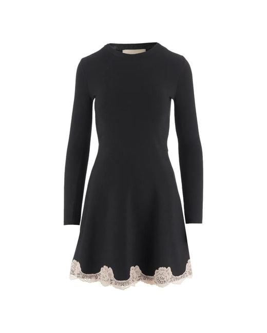 Valentino Garavani Black Lace-Trim Dress