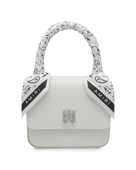Amiri White Micro Ma Bandana-Embellished Tote Bag