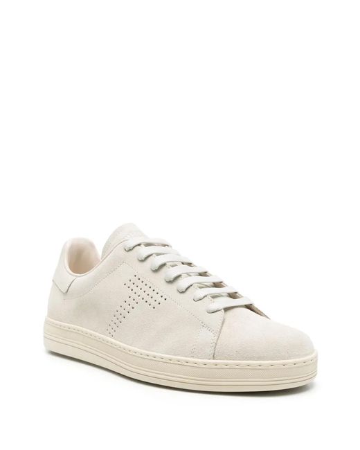 Tom Ford White Light Suede Sneakers for men