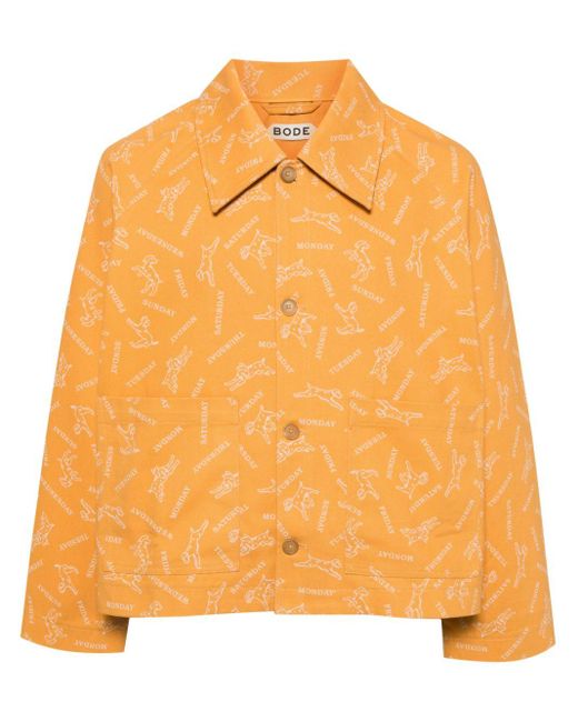 Bode Orange Pooch Cotton Shirt Jacket for men