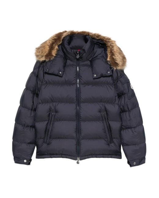 Moncler Blue Fur-trimmed Quilted Jacket for men