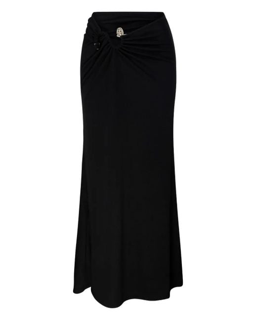 Christopher Esber Black Knot-Detail Ribbed-Knit Maxi Skirt