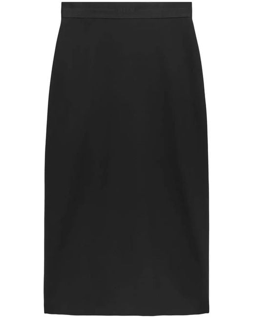 MSGM Black High-Rise Midi Skirt