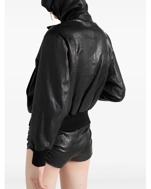 Prada Black Hooded Leather Jacket