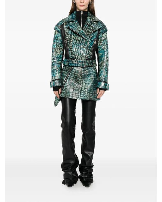MITILIANE COUTURE Green Embossed Leather Jacket