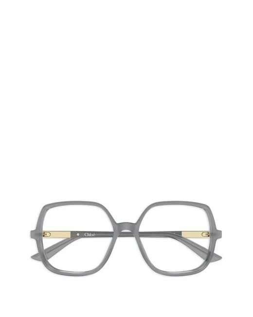 Chloé White Brille Mit Eckigem Gestell