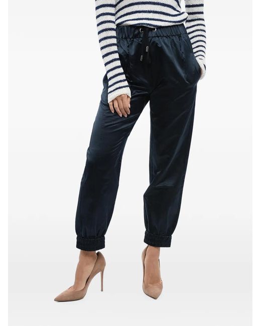 Sa Su Phi Blue Drawstring-Waist Silk Track Pants